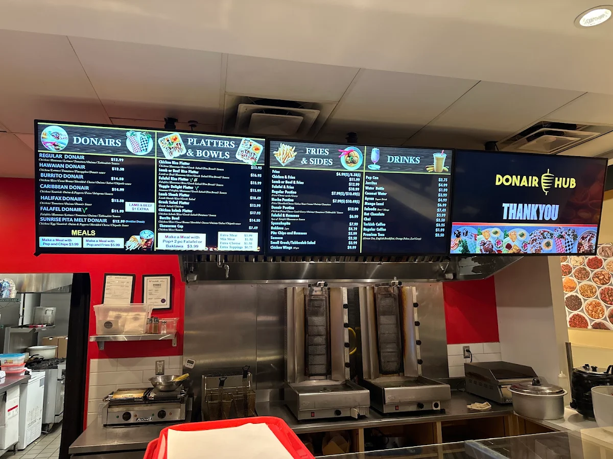 Menu, Donair Hub