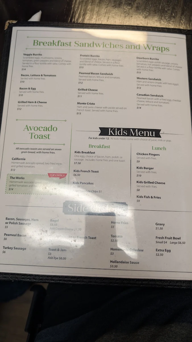 Menu, Dearborn Restaurant