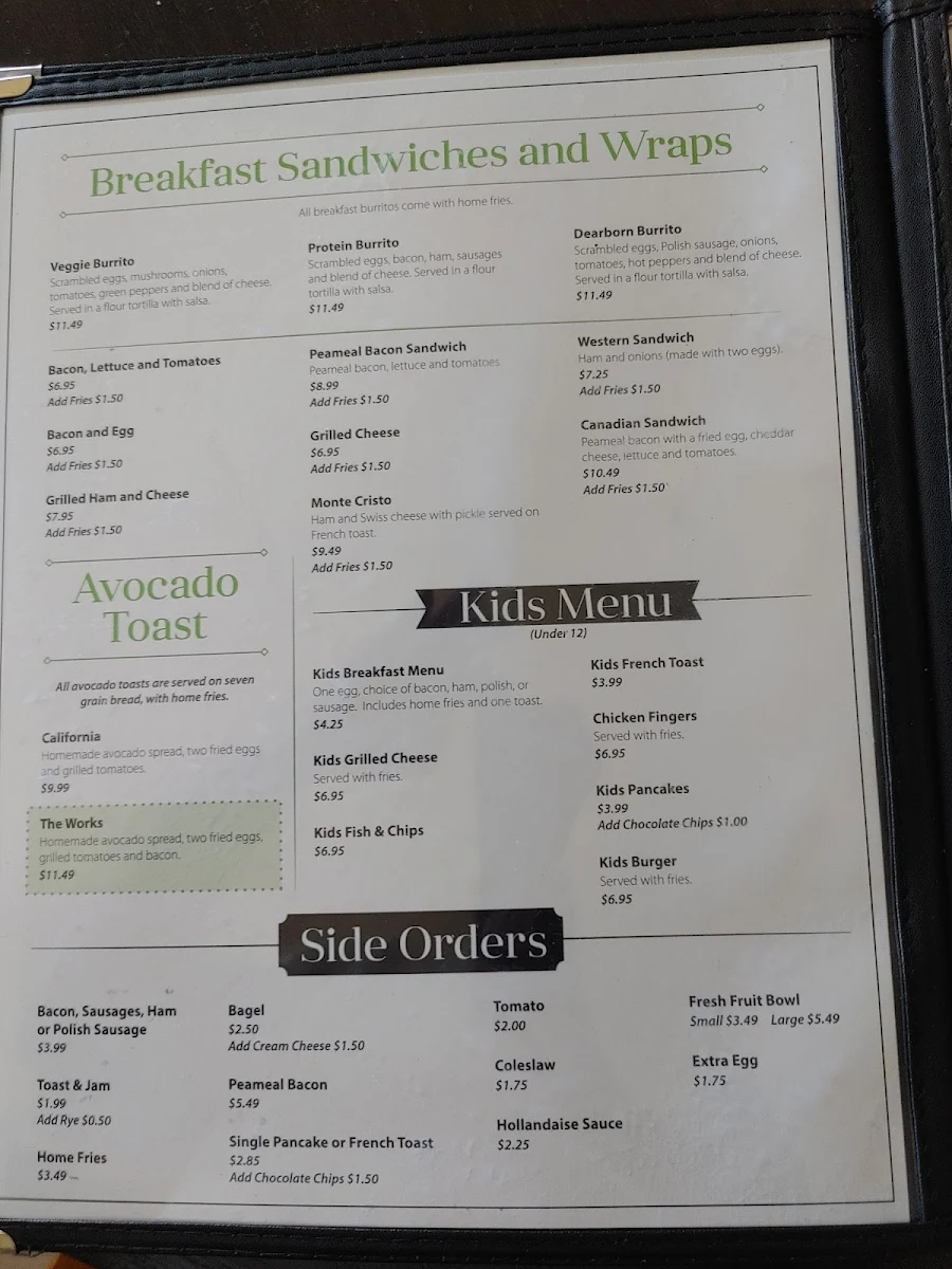 Menu, Dearborn Restaurant