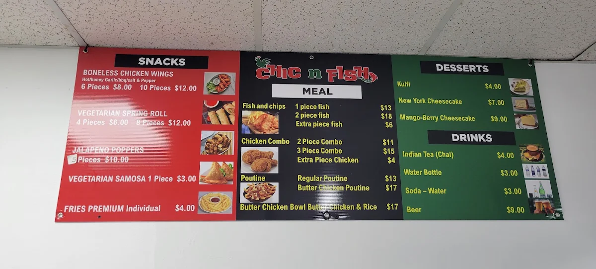 Menu, CHIC N FISH