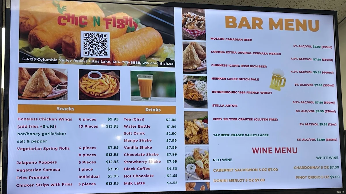 Menu, CHIC N FISH