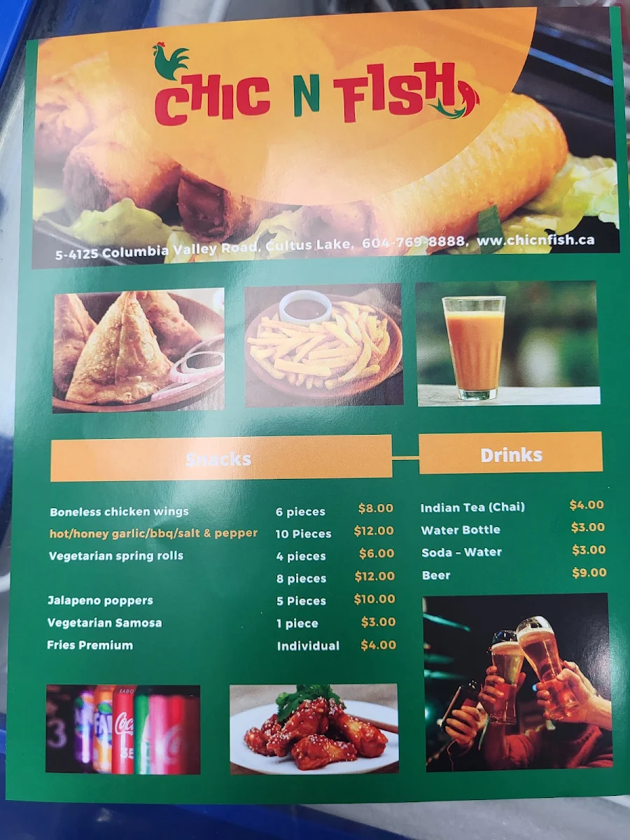 Menu, CHIC N FISH