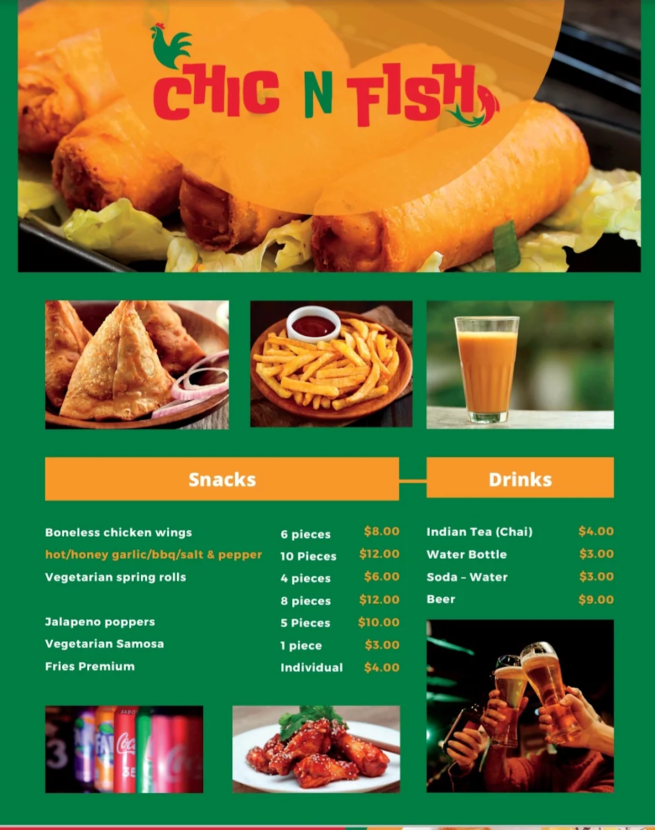 Menu, CHIC N FISH