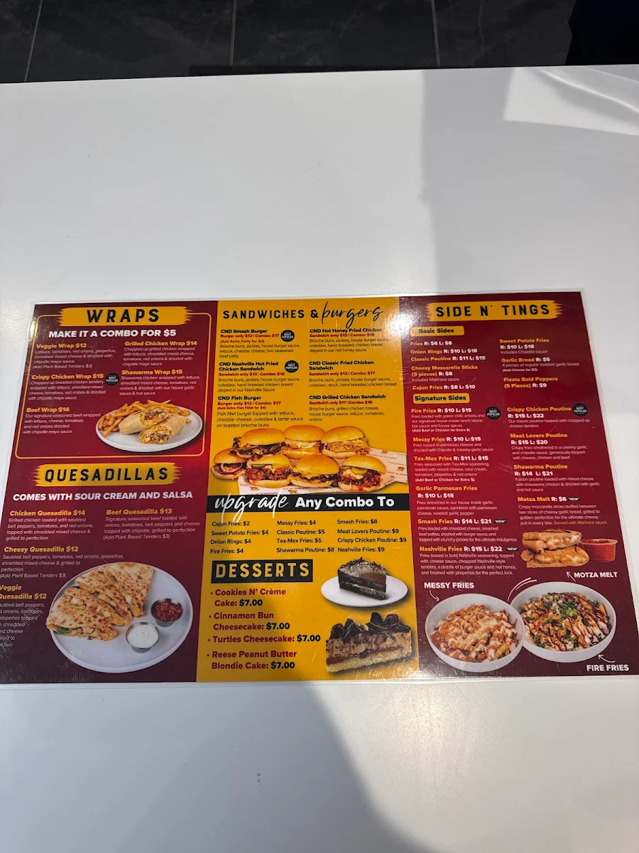Menu, Chicken N' Dough Express