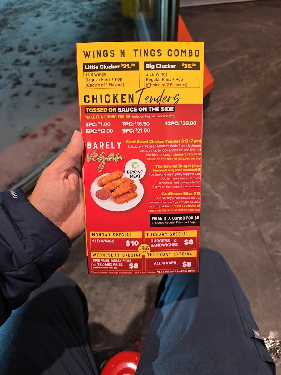 Menu, Chicken N' Dough Express