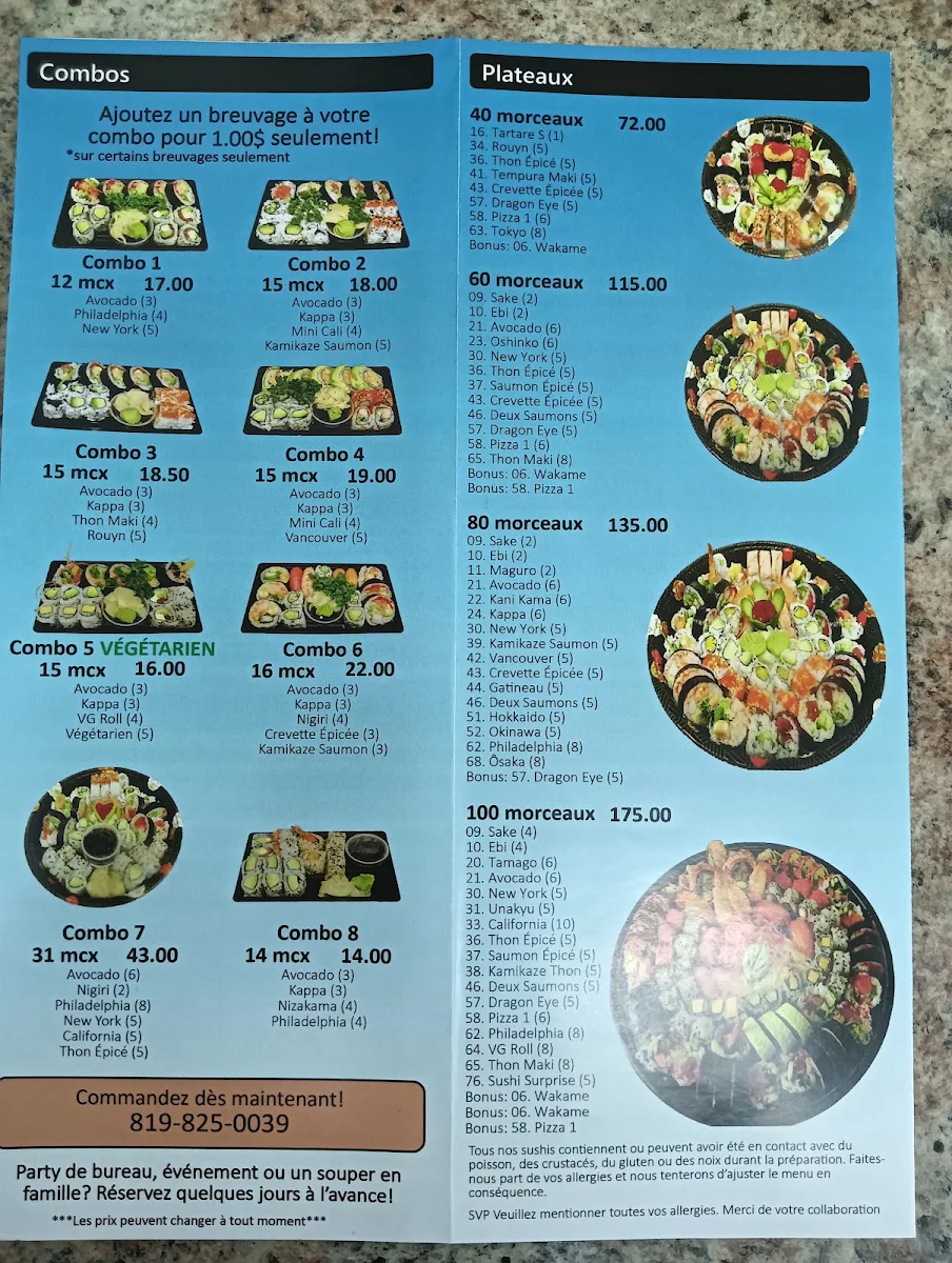 Menu, Samiyo Bar