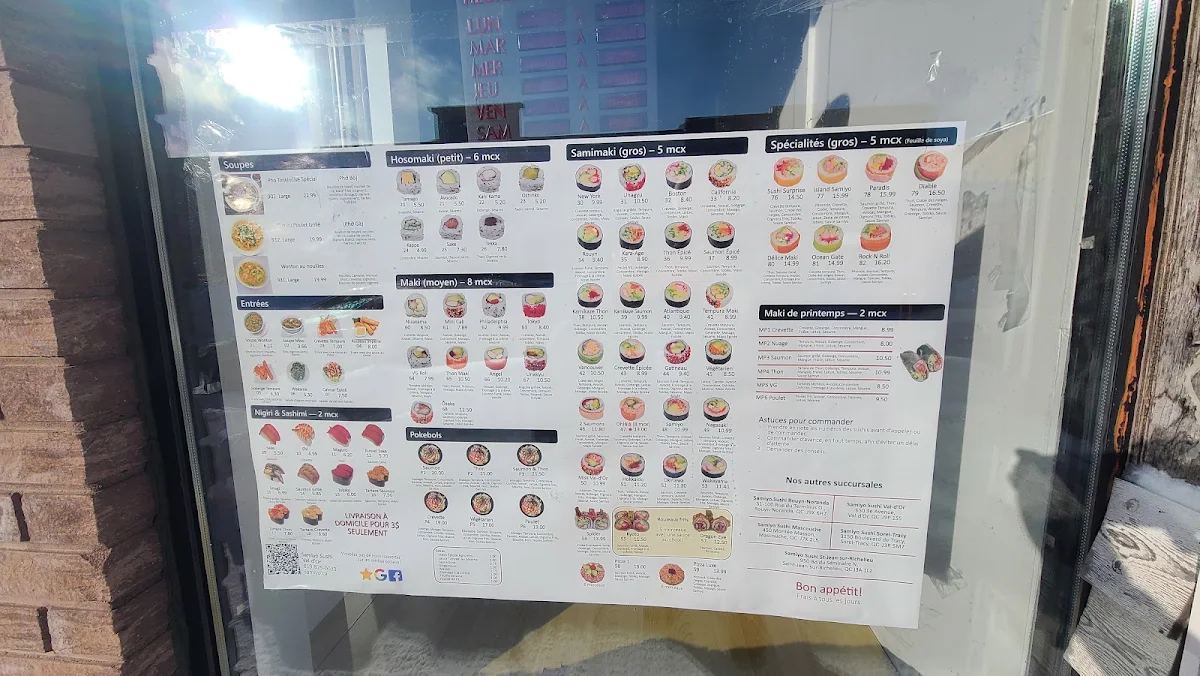 Menu, Samiyo Bar