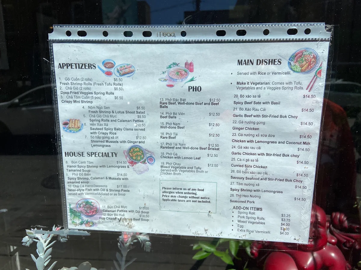 Menu, Hanoi 3 Seasons