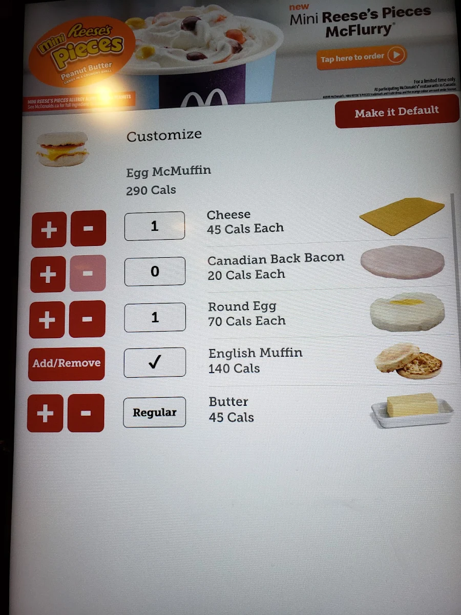 Menu, McDonald's