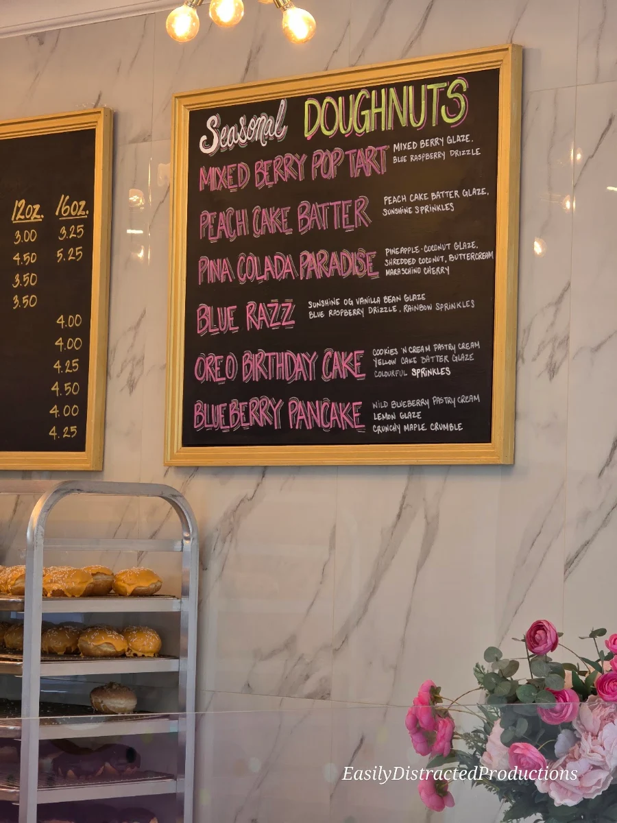 Menu, The Sunshine Doughnut Co.