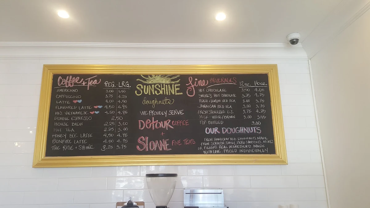 Menu, The Sunshine Doughnut Co.