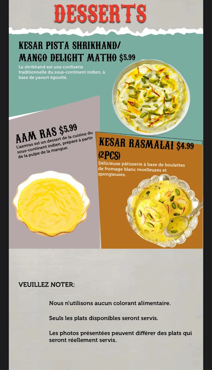 Menu, TGG Indian Restaurant - Authentic Gujarati Cuisine