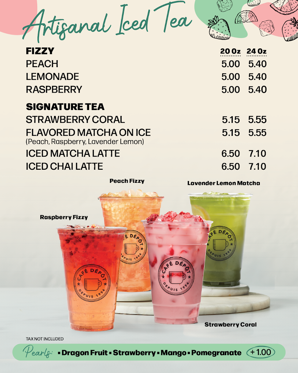 Menu, Café Dépôt Express