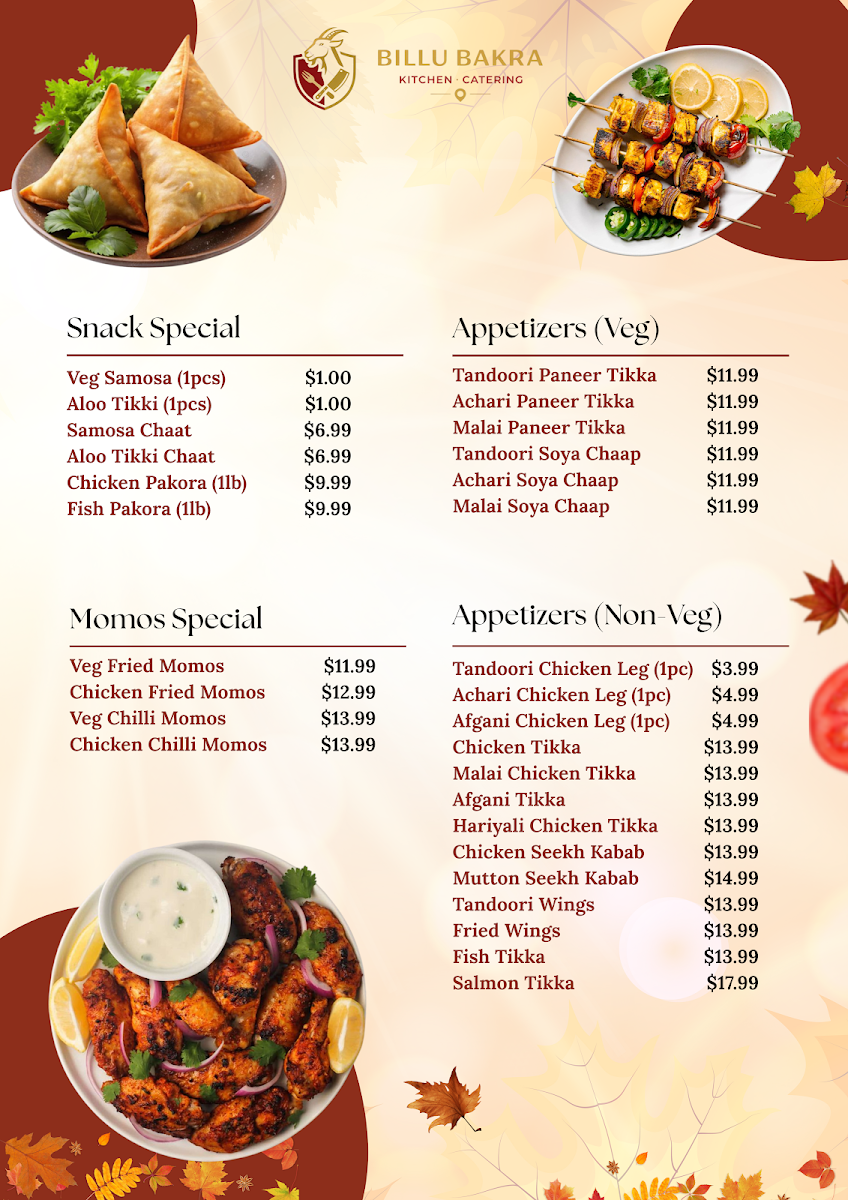 Menu, Billu Bakra - Jhatka Meat & Catering