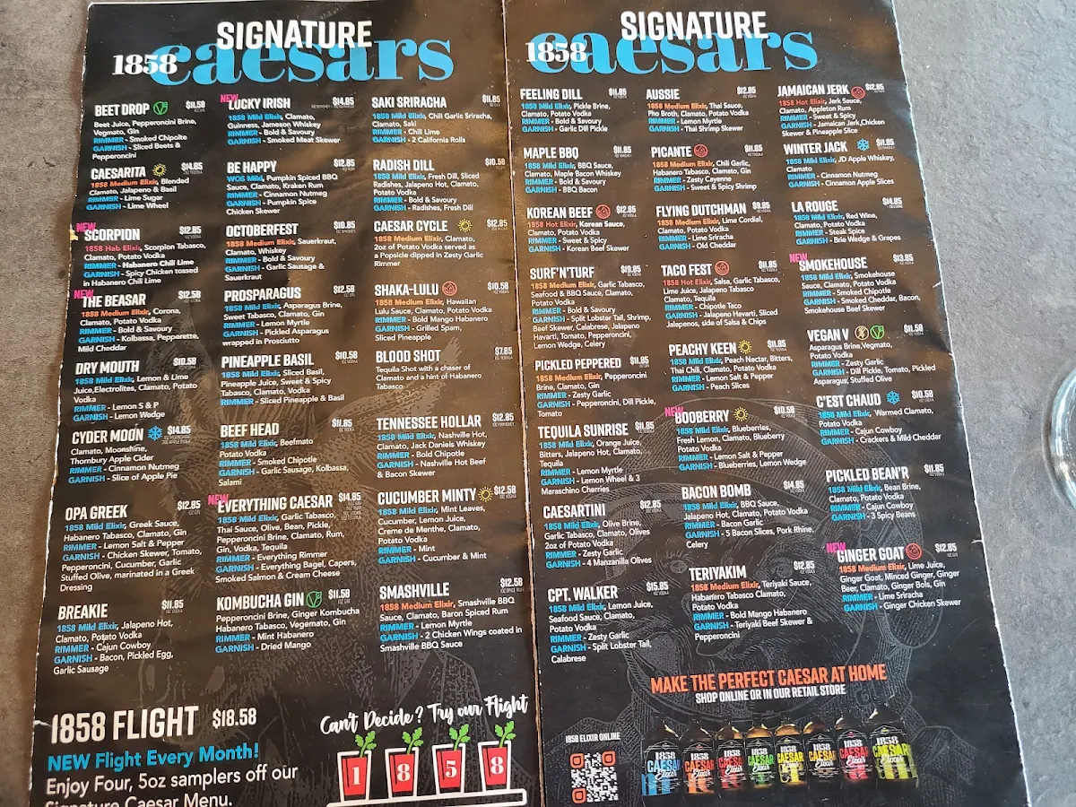 Menu, 1858 Caesar Bar