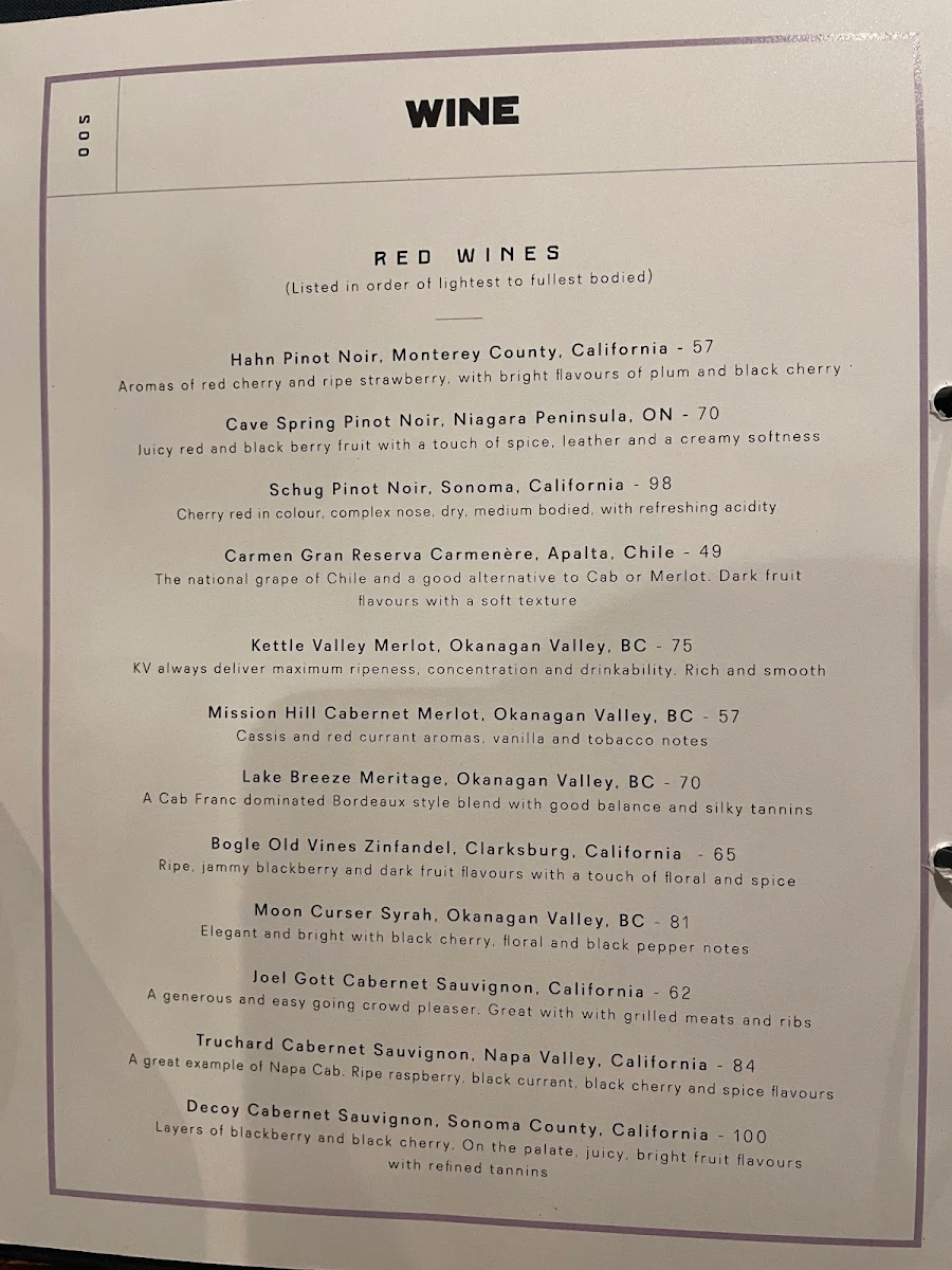Menu, PARK Distillery Restaurant + Bar