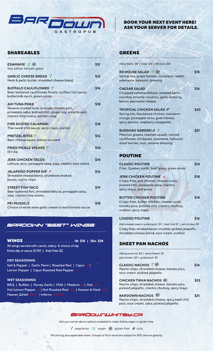 Menu, BarDown Gastropub