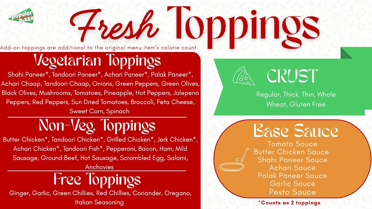 Menu, Popular Pizza ( Kennedy and Wexford )