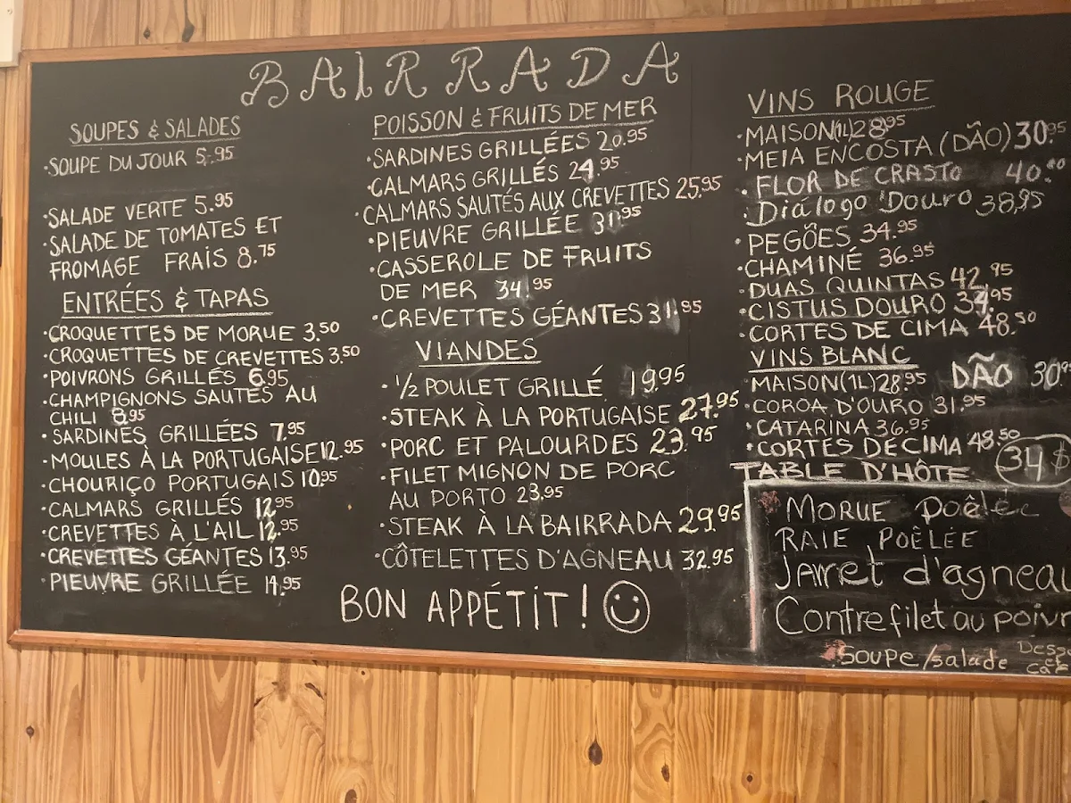 Menu, Bairrada