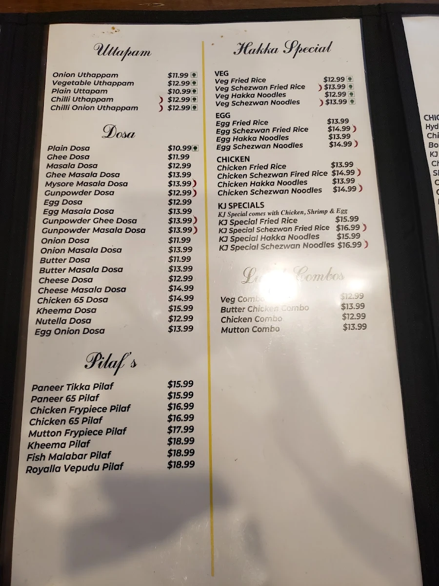 Menu, Kachiguda Junction