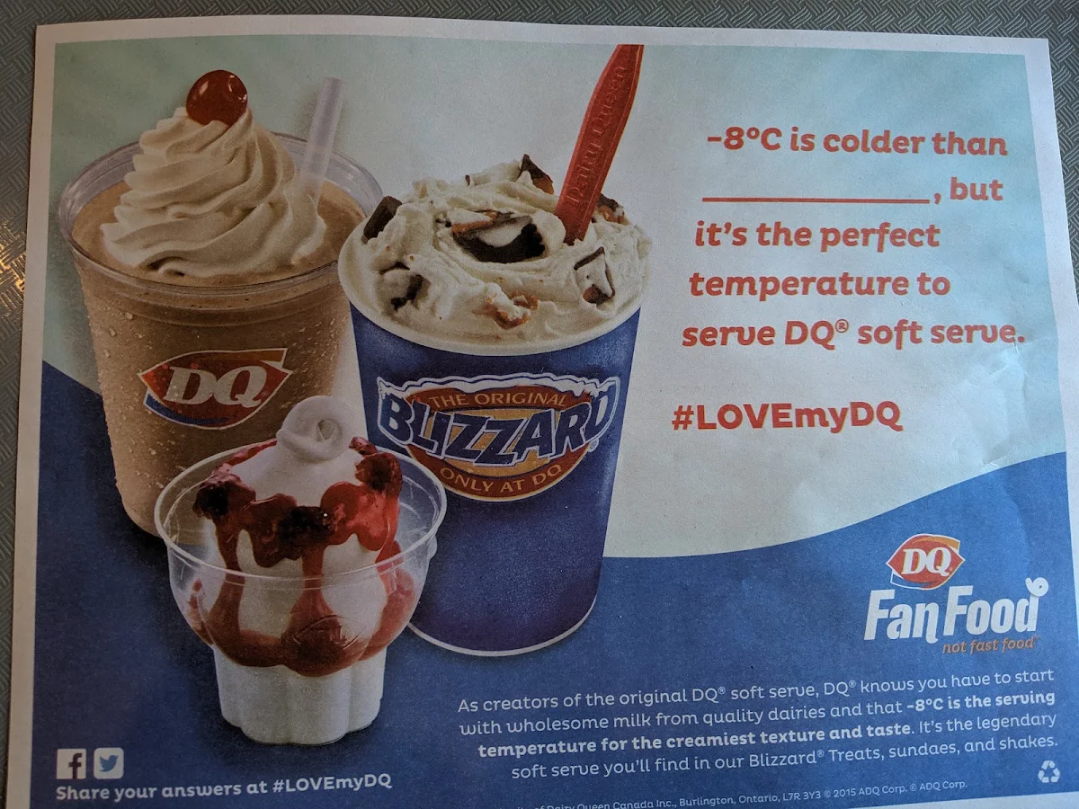 Menu, Dairy Queen Grill & Chill