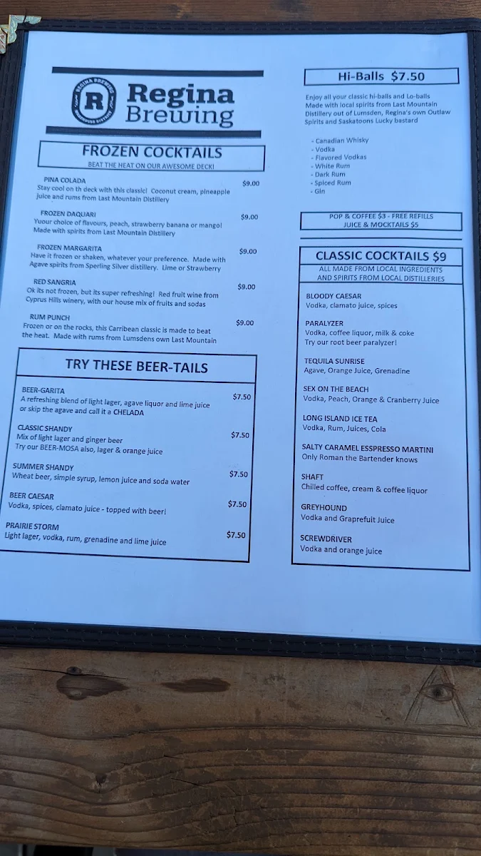 Menu, Copperhead Brewing Co