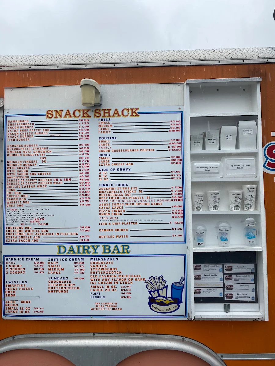 Menu, Snack Shack