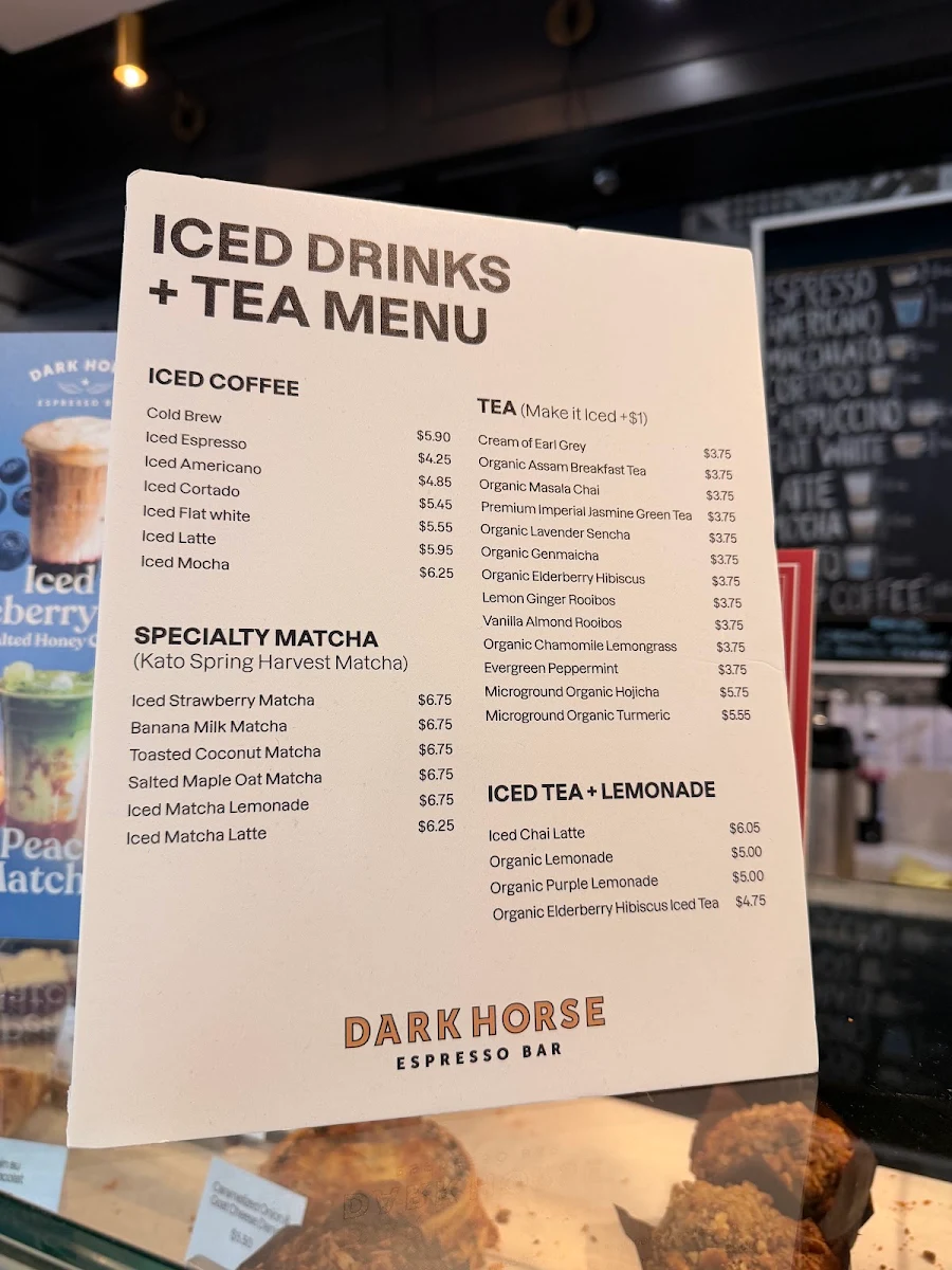 Menu, Dark Horse Espresso Bar