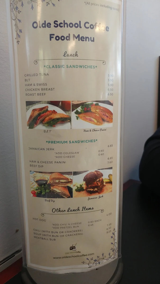 Menu, OLDE SCHOOL COFFEE