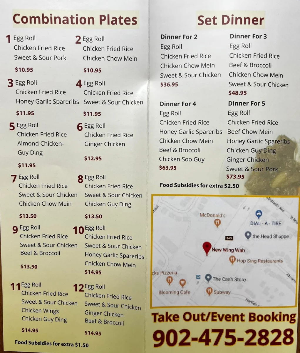 Menu, New Wing Wah