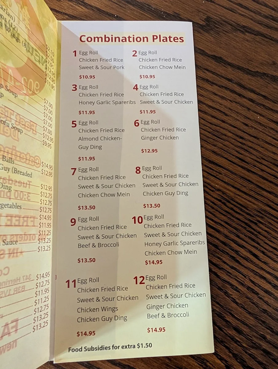 Menu, New Wing Wah