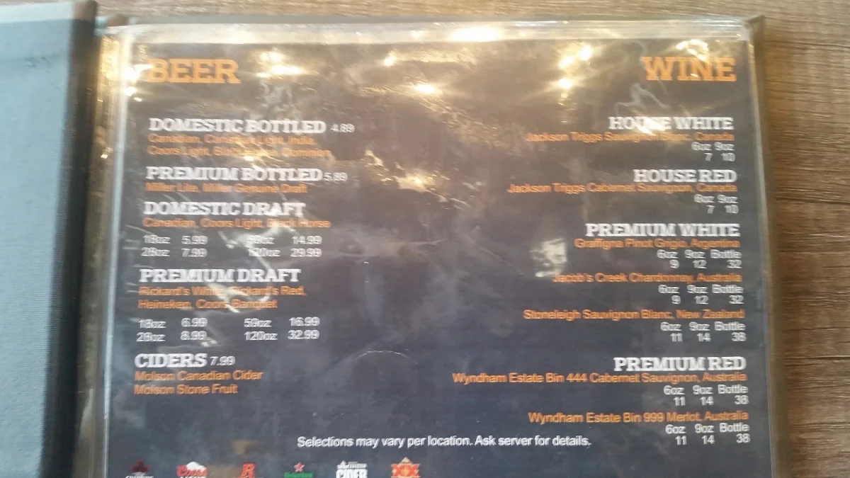Menu, Wing'n It Restaurant - Grande Prairie