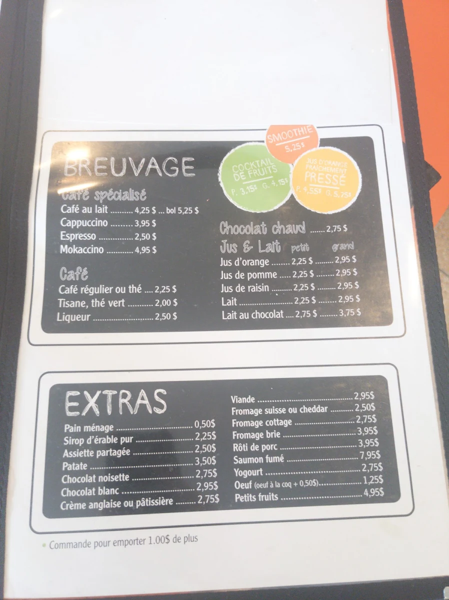 Menu, Restaurant Tout En N'Oeuf