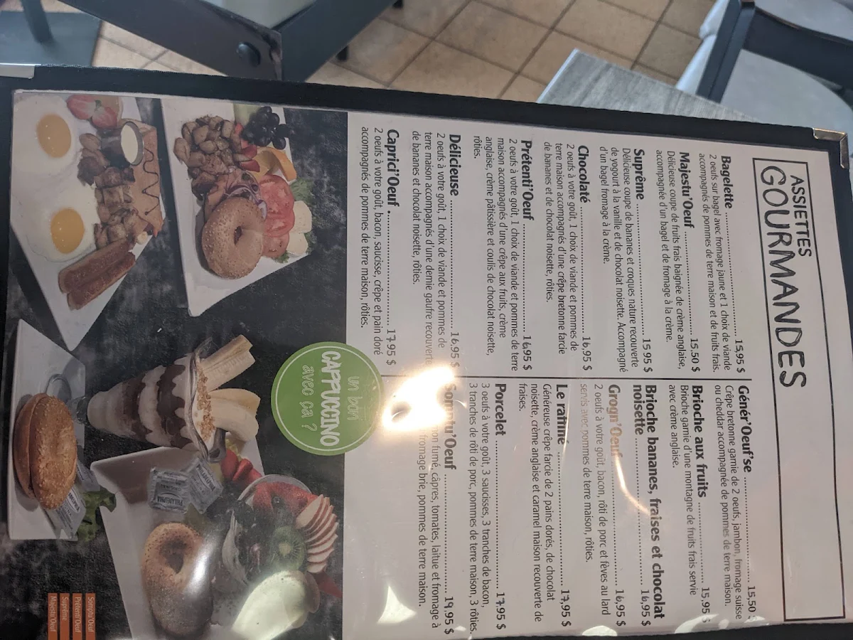 Menu, Restaurant Tout En N'Oeuf