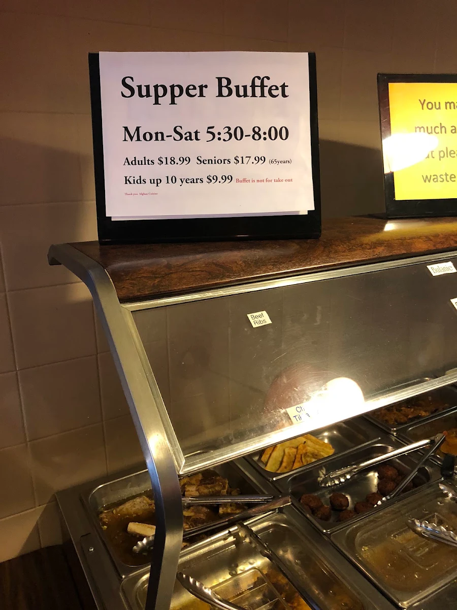 Menu, Afghan Cuisine Restaurant
