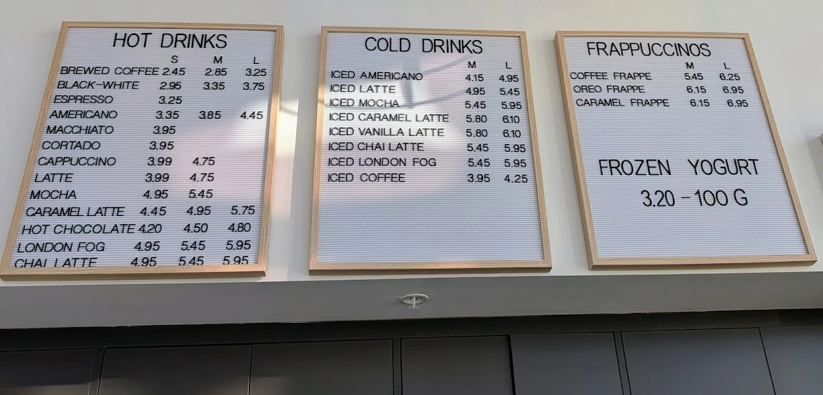 Menu, Bean & Cream