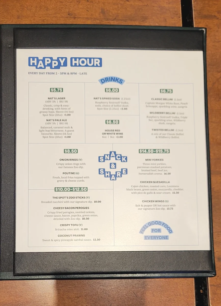 Menu, White Spot Prince George