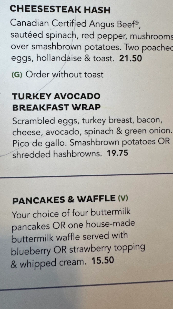 Menu, White Spot Prince George