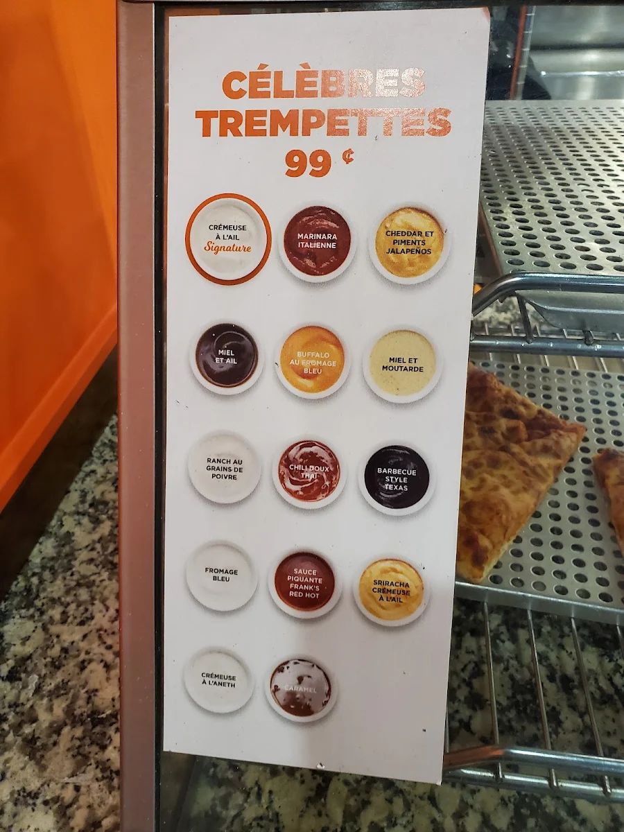 Menu, Pizza Pizza