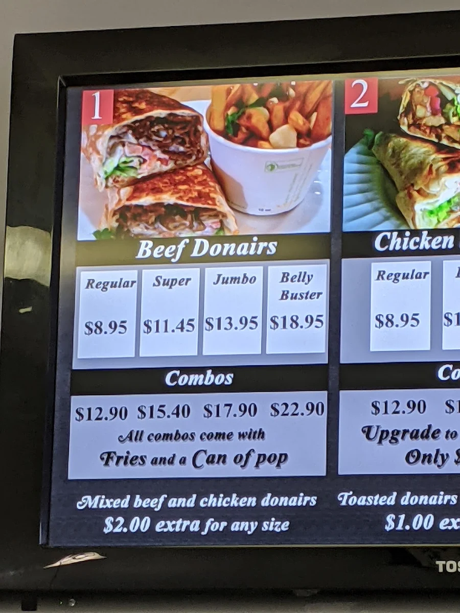 Menu, Donair Station