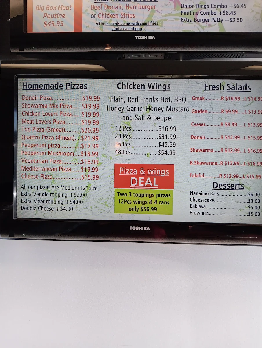 Menu, Donair Station
