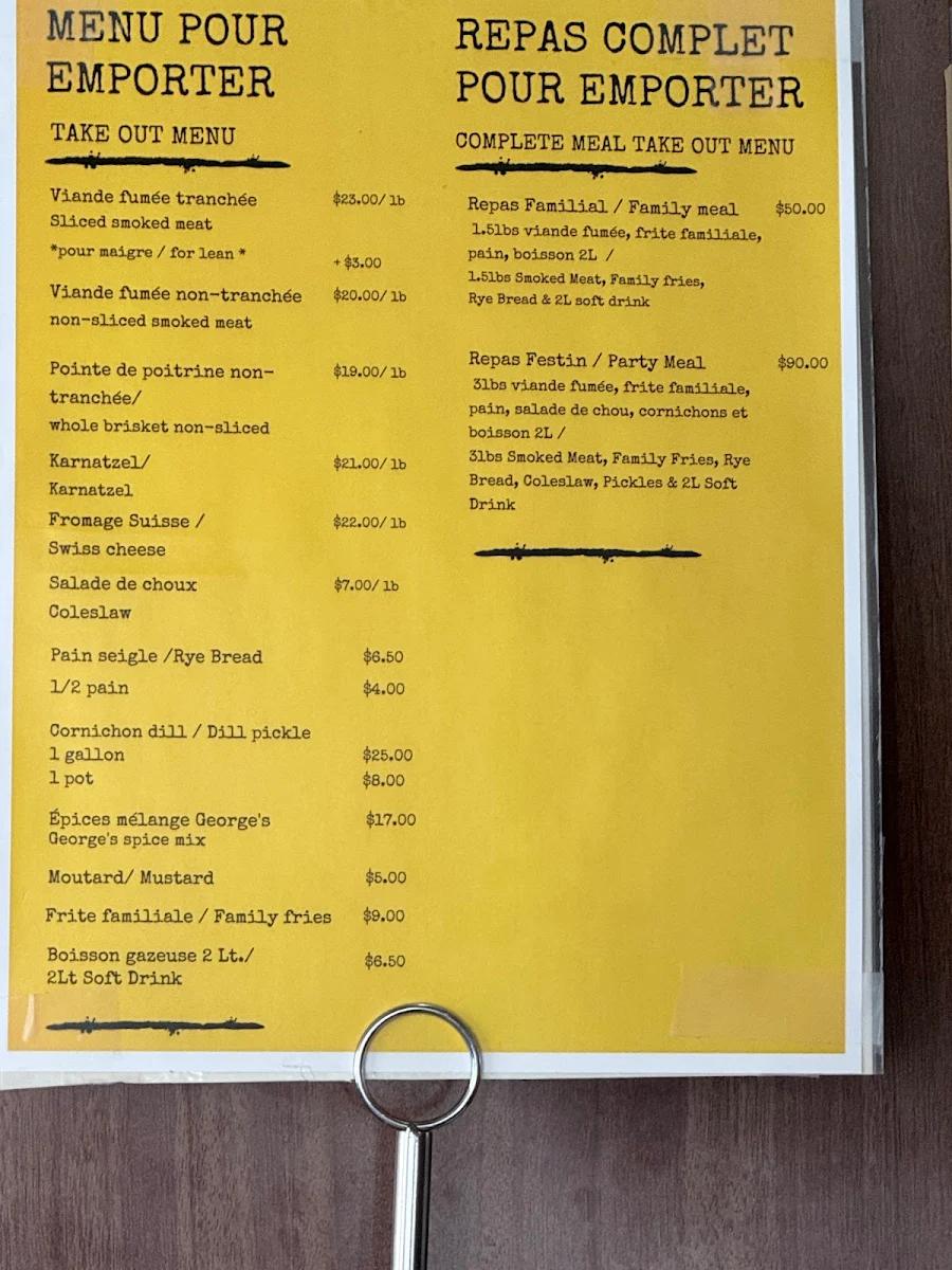 Menu, George's