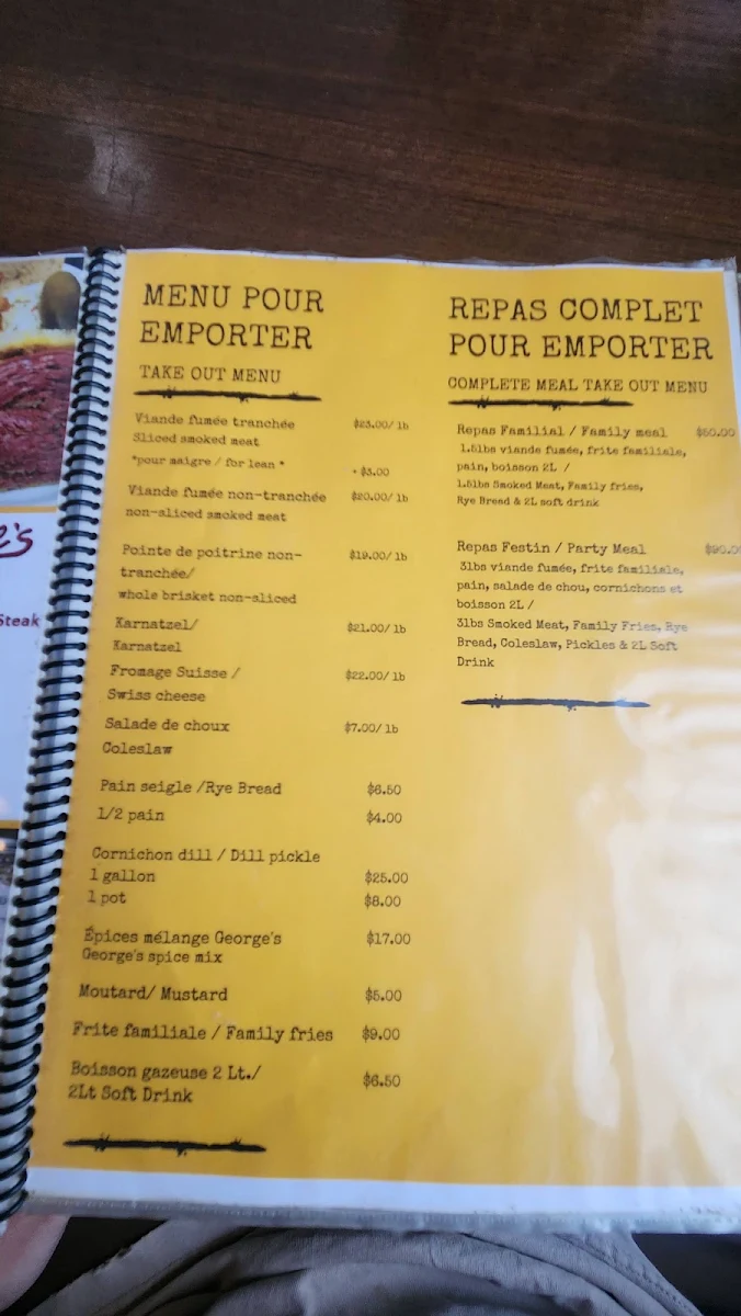 Menu, George's