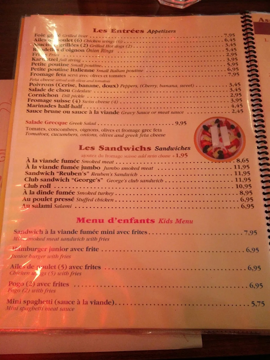Menu, George's