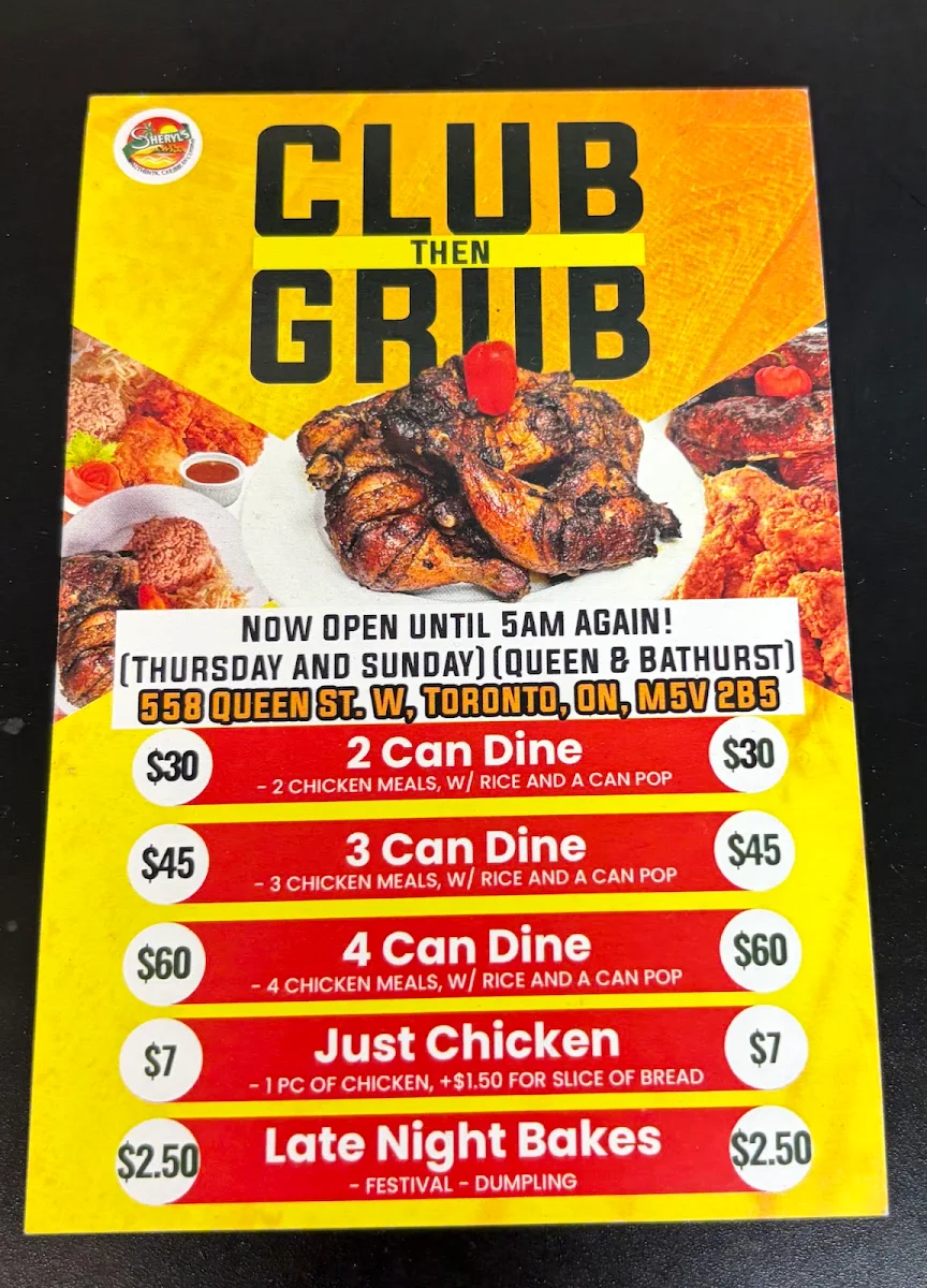 Menu, Sheryl’s Authentic Caribbean Cuisine