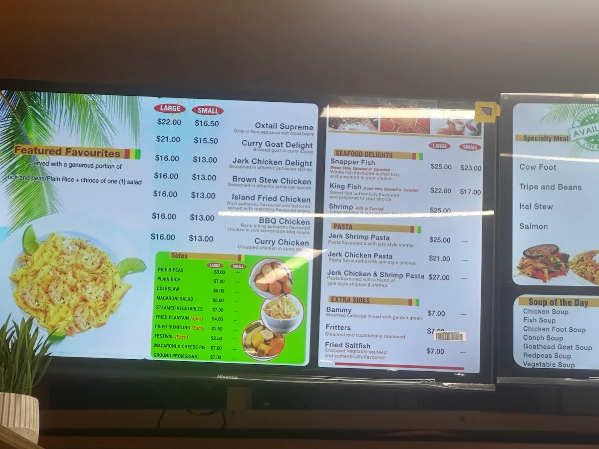 Menu, Sheryl’s Authentic Caribbean Cuisine