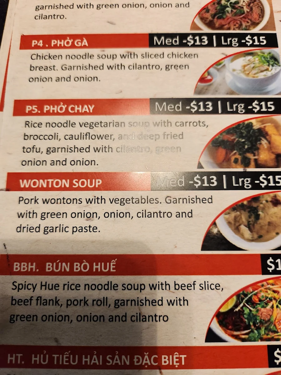 Menu, Pho 54