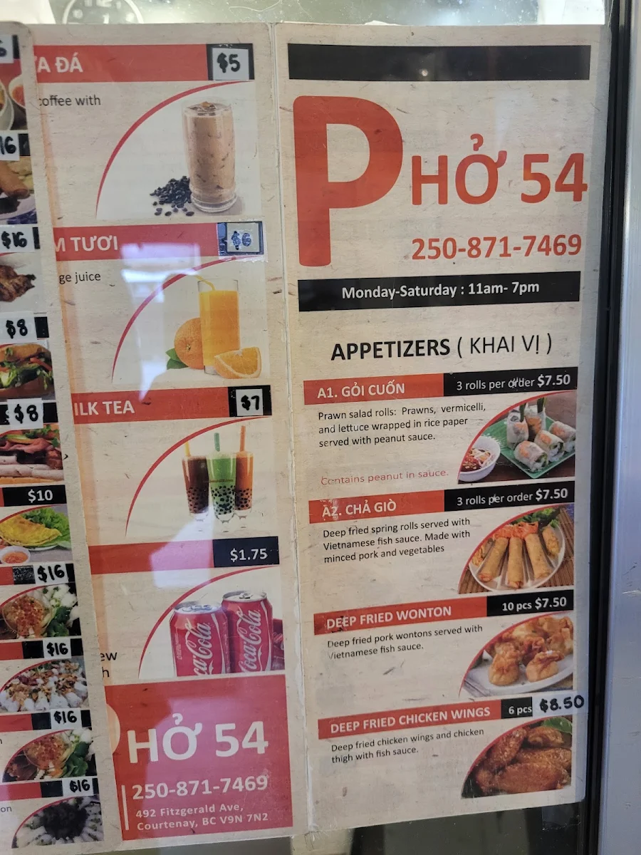 Menu, Pho 54