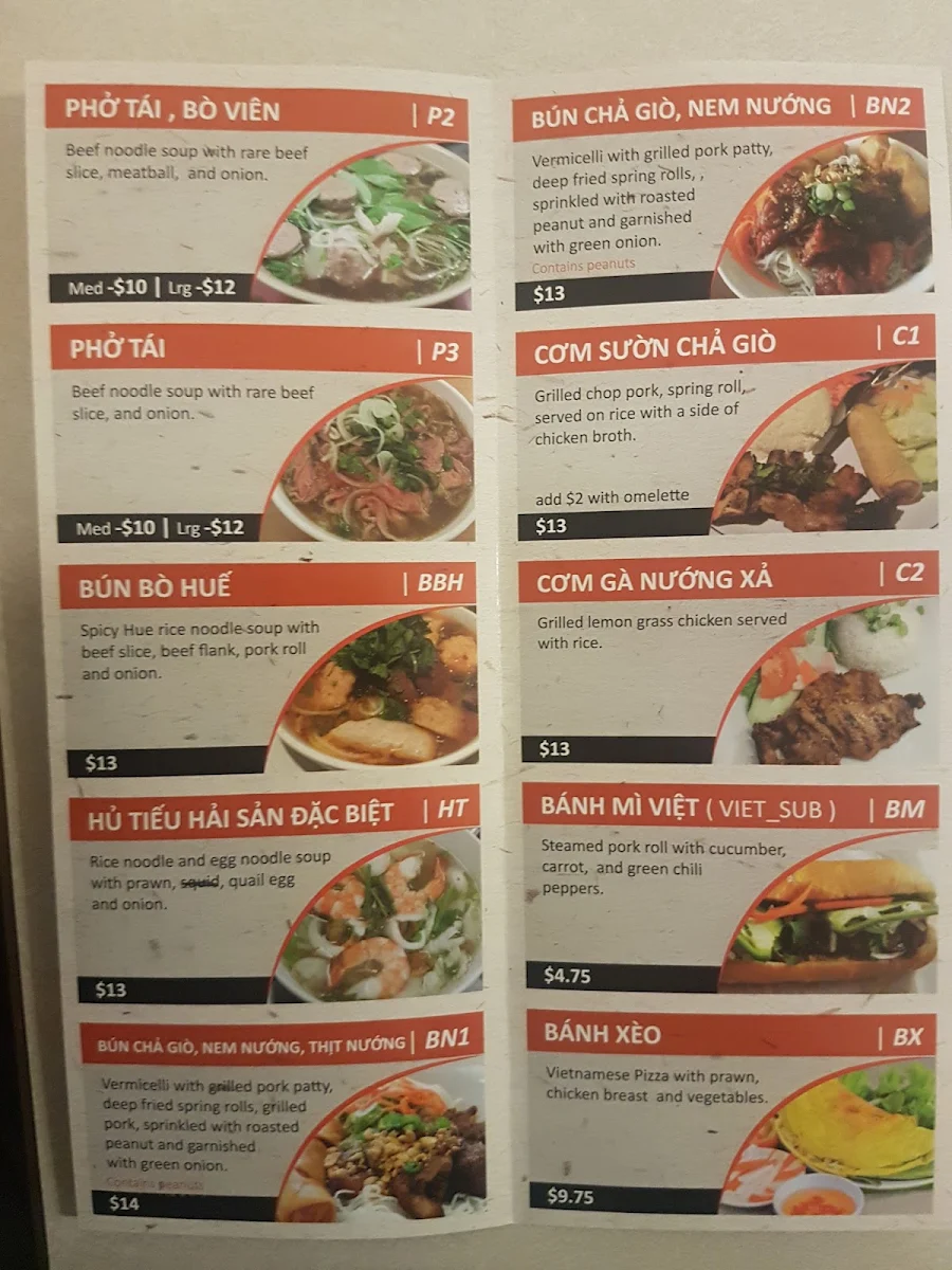 Menu, Pho 54