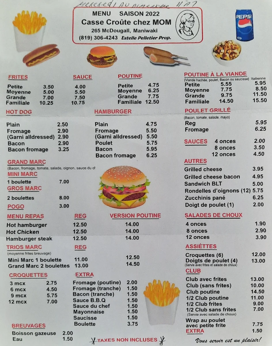 Menu, Casse-croûte chez Mom
